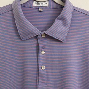 Peter Millar Shirt Mens XL Cottage Blue Striped Summer Comfort Golf Performance